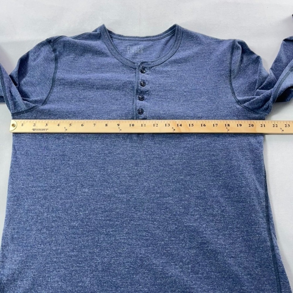 Flint and Tinder Long Sleeve Henley Shirt Men Medium Blue made in USA - Picture 6 of 9